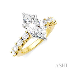 ASHI Marquise Shape Semi-Mount Diamond Engagement Ring 194A2PPFHYW-SM-MQ2