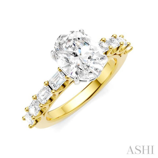 ASHI Oval Shape Semi-Mount Diamond Engagement Ring 194A2PPFHYW-SM-OV2