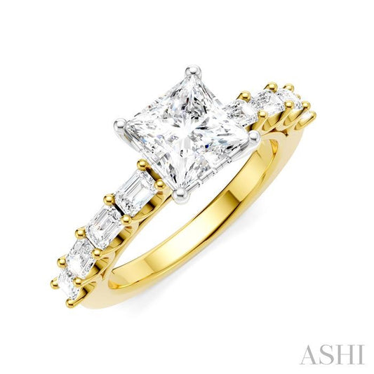 ASHI Princess Shape Semi-Mount Diamond Engagement Ring 194A2PPFHYW-SM-PN1