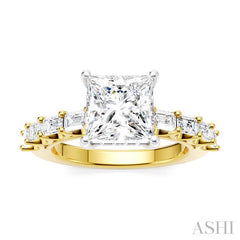 ASHI Princess Shape Semi-Mount Diamond Engagement Ring 194A2PPFHYW-SM-PN2