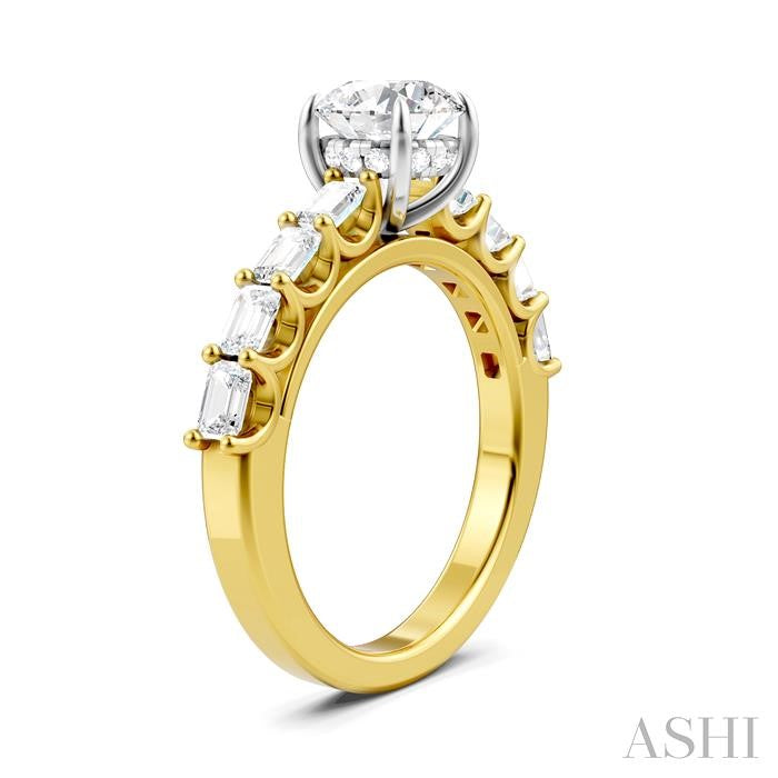 ASHI Round Shape Semi-Mount Diamond Engagement Ring 194A2PPFHYW-SM-RD1