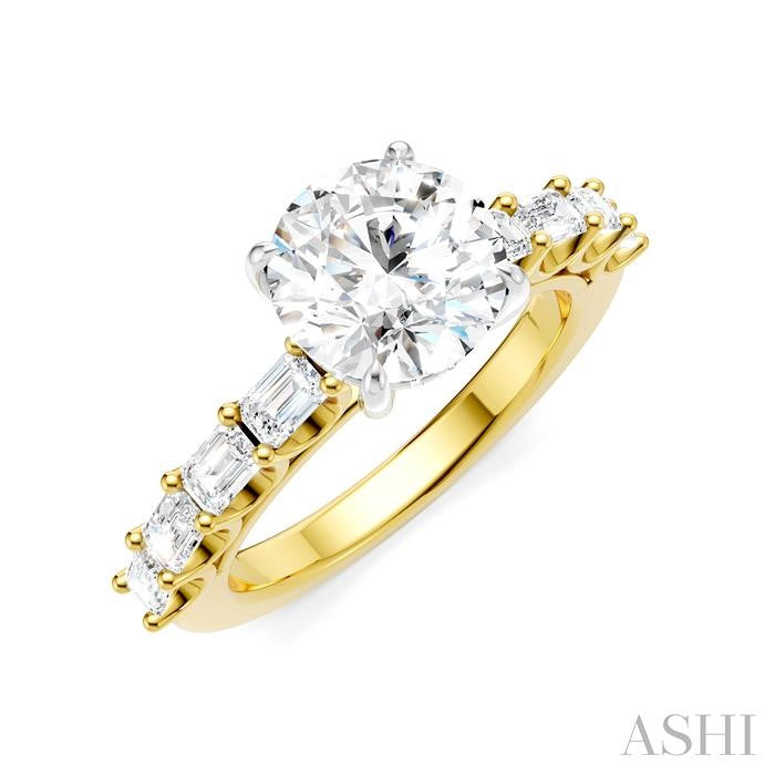 ASHI Round Shape Semi-Mount Diamond Engagement Ring 194A2PPFHYW-SM-RD2