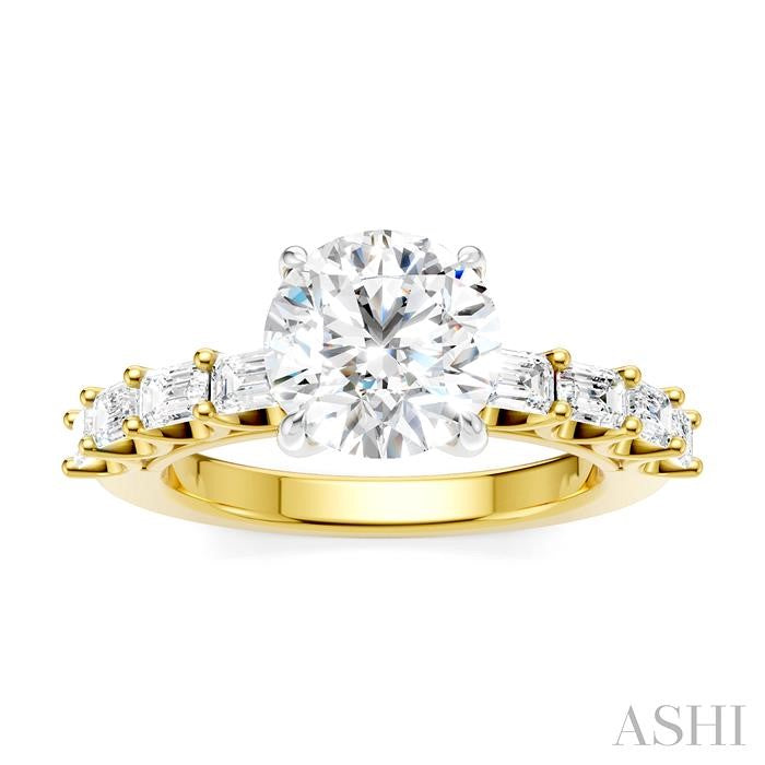 ASHI Round Shape Semi-Mount Diamond Engagement Ring 194A2PPFHYW-SM-RD2