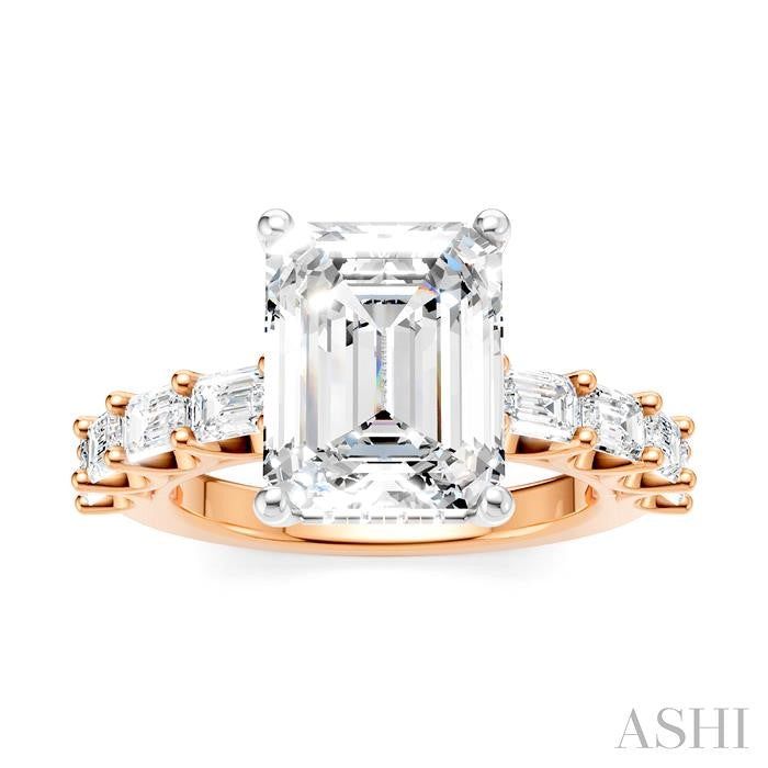 ASHI Emerald Shape Semi-Mount Diamond Engagement Ring 194ACPPFHPW-SM-EM3