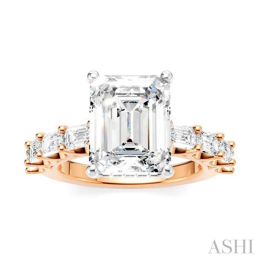 ASHI Emerald Shape Semi-Mount Diamond Engagement Ring 194ACPPFHPW-SM-EM3