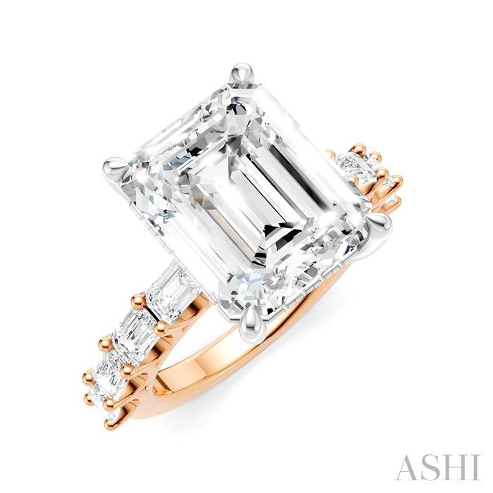 ASHI Emerald Shape Semi-Mount Diamond Engagement Ring 194ACPPFHPW-SM-EM5
