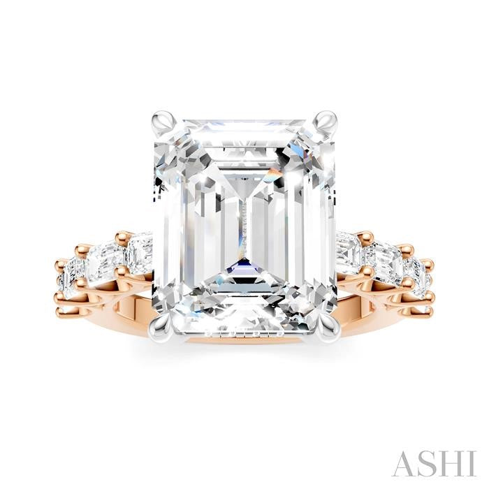 ASHI Emerald Shape Semi-Mount Diamond Engagement Ring 194ACPPFHPW-SM-EM5