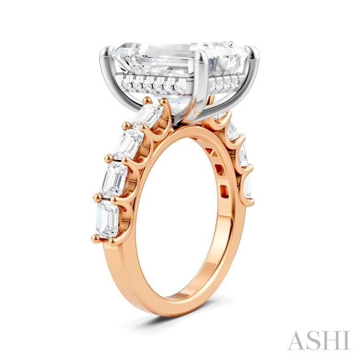 ASHI Emerald Shape Semi-Mount Diamond Engagement Ring 194ACPPFHPW-SM-EM5