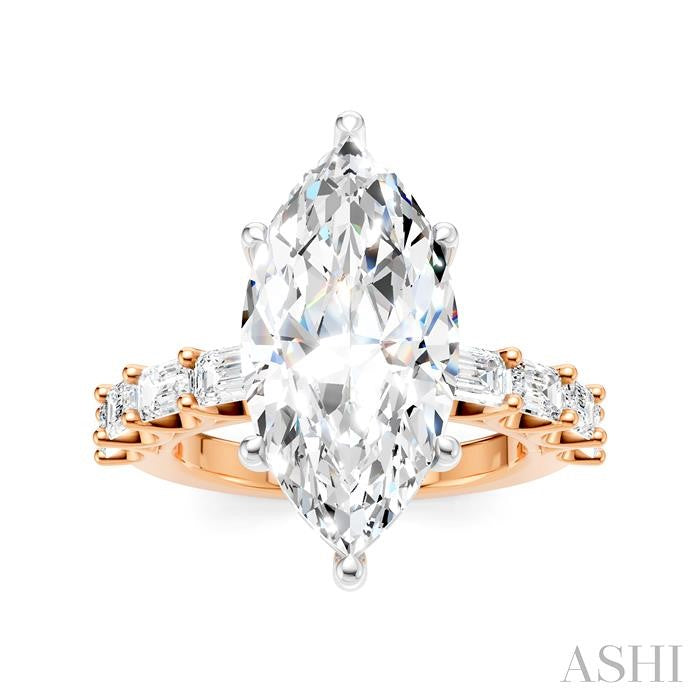 ASHI Marquise Shape Semi-Mount Diamond Engagement Ring 194ACPPFHPW-SM-MQ5