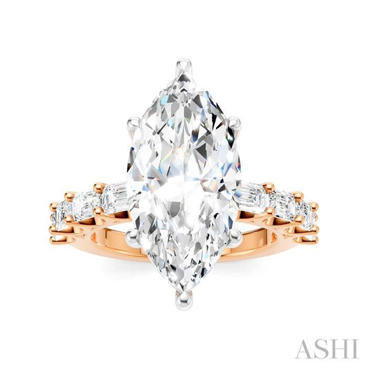ASHI Marquise Shape Semi-Mount Diamond Engagement Ring 194ACPPFHPW-SM-MQ5
