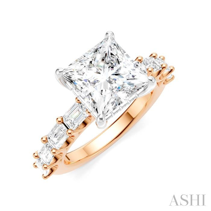 ASHI Princess Shape Semi-Mount Diamond Engagement Ring 194ACPPFHPW-SM-PN3