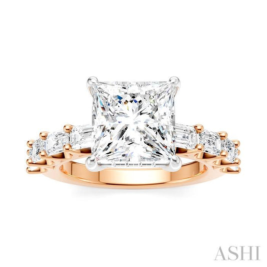 ASHI Princess Shape Semi-Mount Diamond Engagement Ring 194ACPPFHPW-SM-PN3
