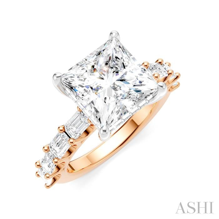ASHI Princess Shape Semi-Mount Diamond Engagement Ring 194ACPPFHPW-SM-PN4