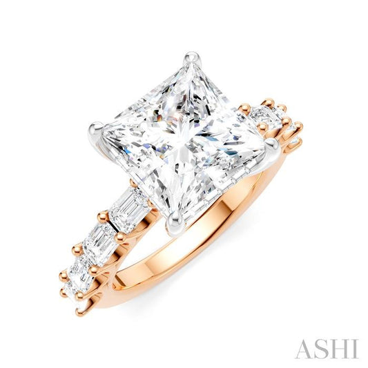 ASHI Princess Shape Semi-Mount Diamond Engagement Ring 194ACPPFHPW-SM-PN4