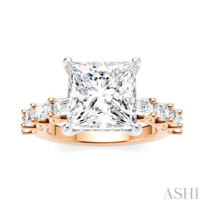 ASHI Princess Shape Semi-Mount Diamond Engagement Ring 194ACPPFHPW-SM-PN4