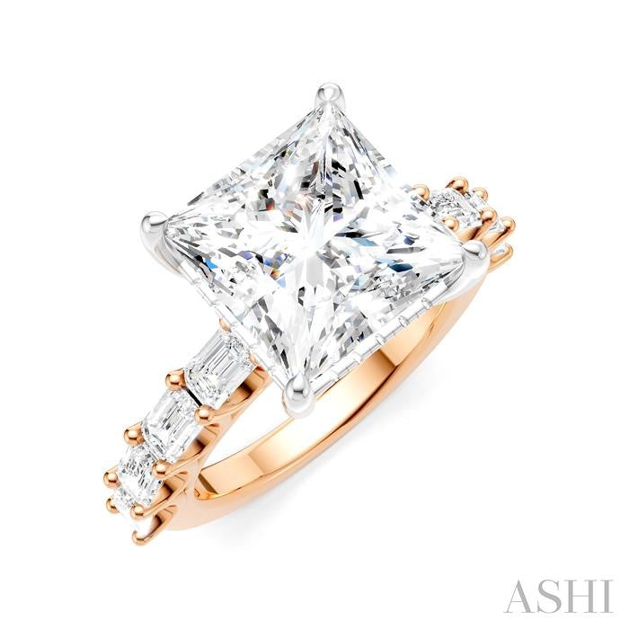 ASHI Princess Shape Semi-Mount Diamond Engagement Ring 194ACPPFHPW-SM-PN5