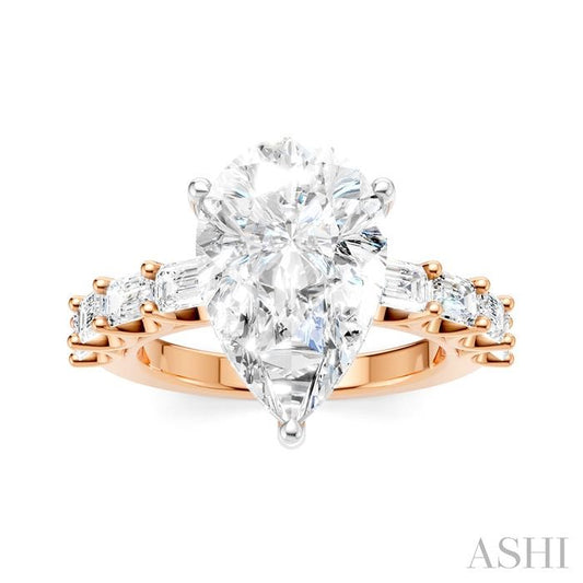 ASHI Pear Shape Semi-Mount Diamond Engagement Ring 194ACPPFHPW-SM-PR4
