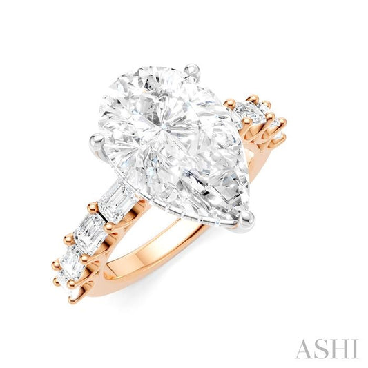 ASHI Pear Shape Semi-Mount Diamond Engagement Ring 194ACPPFHPW-SM-PR5