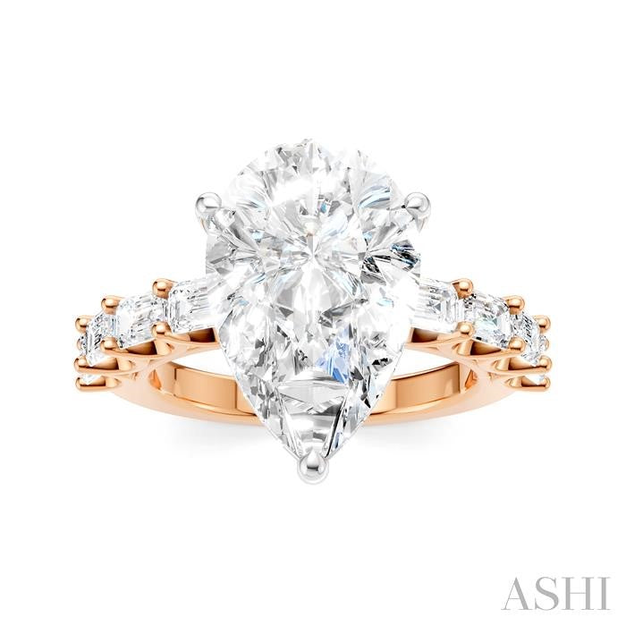 ASHI Pear Shape Semi-Mount Diamond Engagement Ring 194ACPPFHPW-SM-PR5