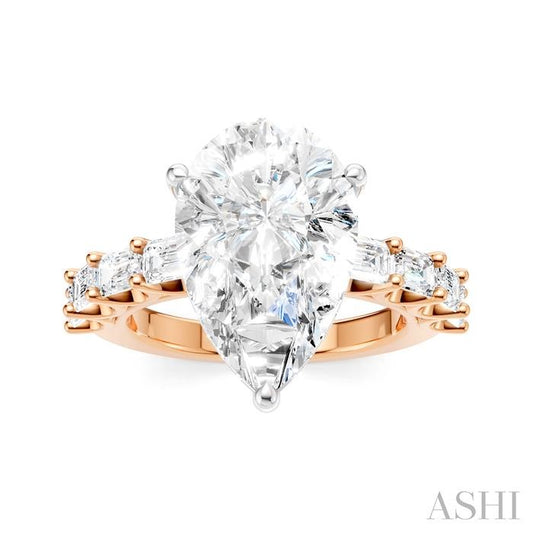 ASHI Pear Shape Semi-Mount Diamond Engagement Ring 194ACPPFHPW-SM-PR5