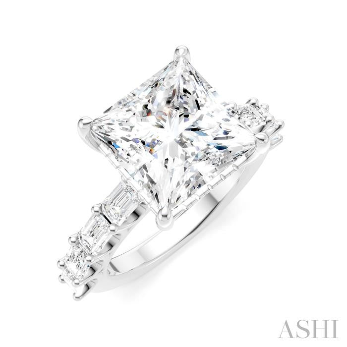 ASHI Princess Shape Semi-Mount Diamond Engagement Ring 194ACPPFHWG-SM-PN5