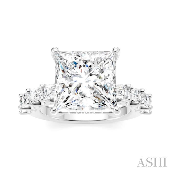 ASHI Princess Shape Semi-Mount Diamond Engagement Ring 194ACPPFHWG-SM-PN5