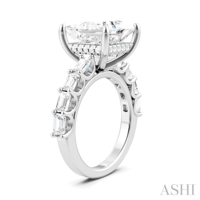 ASHI Princess Shape Semi-Mount Diamond Engagement Ring 194ACPPFHWG-SM-PN5