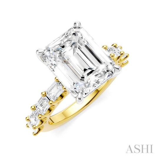 ASHI Emerald Shape Semi-Mount Diamond Engagement Ring 194ACPPFHYW-SM-EM4