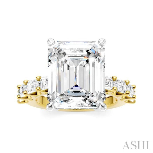 ASHI Emerald Shape Semi-Mount Diamond Engagement Ring 194ACPPFHYW-SM-EM5