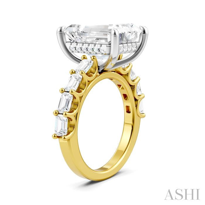 ASHI Emerald Shape Semi-Mount Diamond Engagement Ring 194ACPPFHYW-SM-EM5