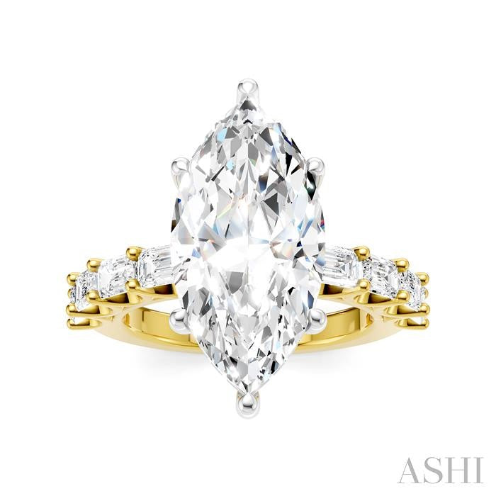 ASHI Marquise Shape Semi-Mount Diamond Engagement Ring 194ACPPFHYW-SM-MQ5