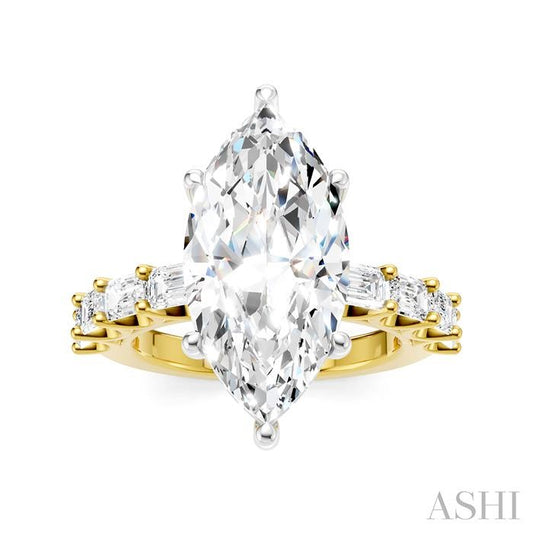 ASHI Marquise Shape Semi-Mount Diamond Engagement Ring 194ACPPFHYW-SM-MQ5