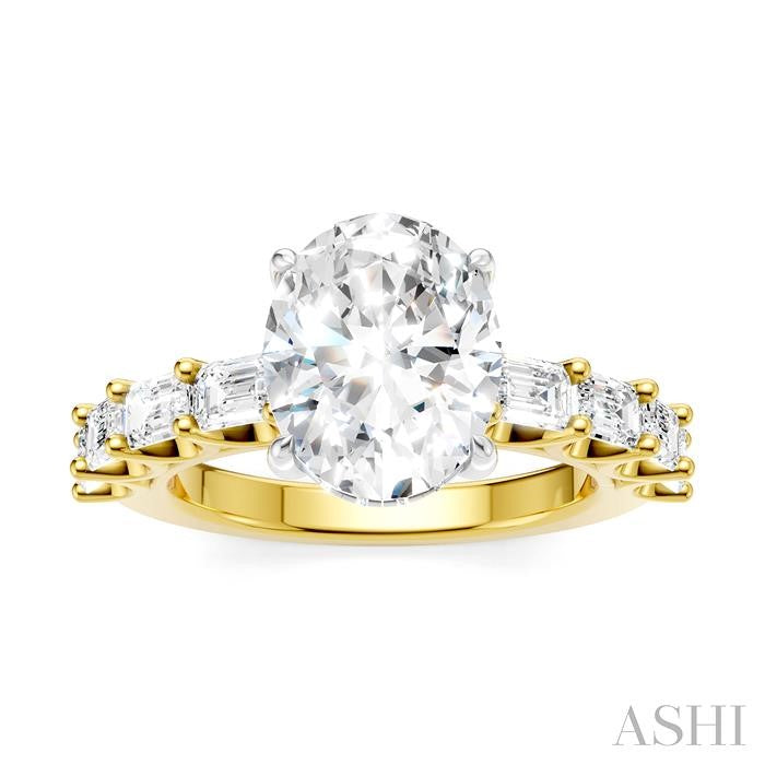 ASHI Oval Shape Semi-Mount Diamond Engagement Ring 194ACPPFHYW-SM-OV3