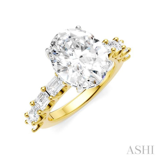 ASHI Oval Shape Semi-Mount Diamond Engagement Ring 194ACPPFHYW-SM-OV4