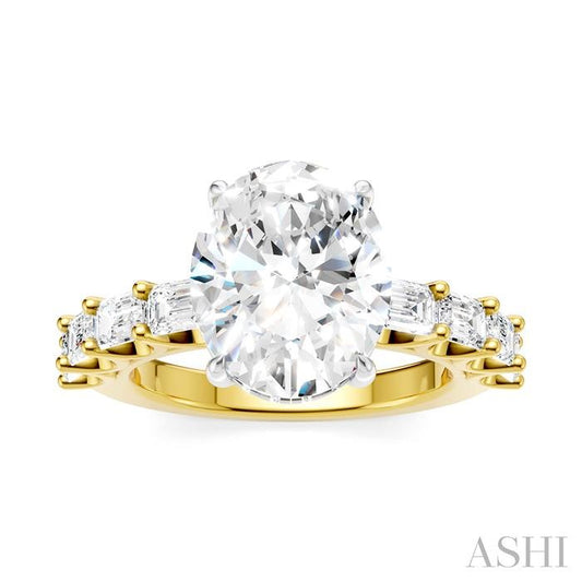 ASHI Oval Shape Semi-Mount Diamond Engagement Ring 194ACPPFHYW-SM-OV4
