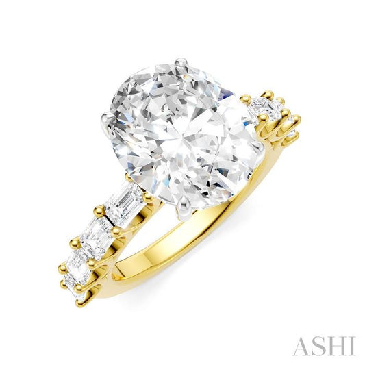 ASHI Oval Shape Semi-Mount Diamond Engagement Ring 194ACPPFHYW-SM-OV5