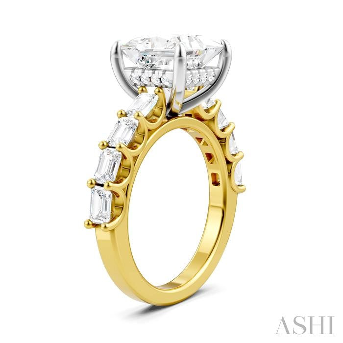 ASHI Princess Shape Semi-Mount Diamond Engagement Ring 194ACPPFHYW-SM-PN3