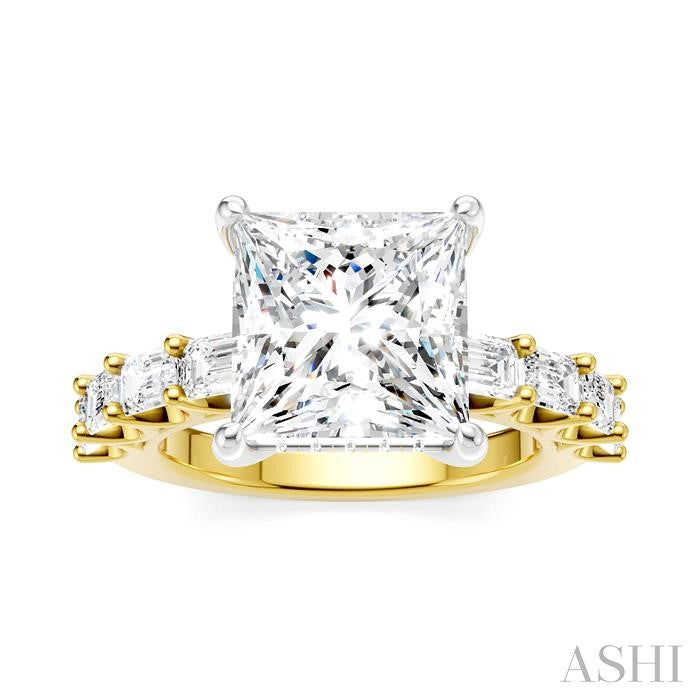 ASHI Princess Shape Semi-Mount Diamond Engagement Ring 194ACPPFHYW-SM-PN4