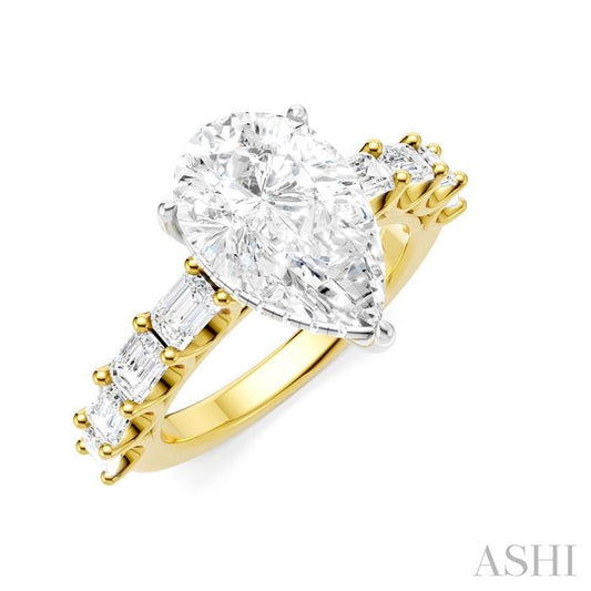 ASHI Pear Shape Semi-Mount Diamond Engagement Ring 194ACPPFHYW-SM-PR3