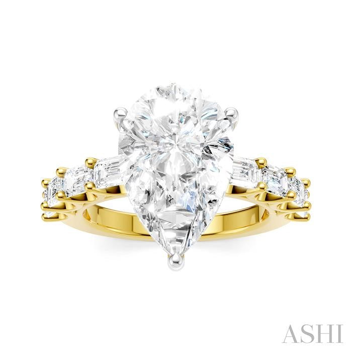 ASHI Pear Shape Semi-Mount Diamond Engagement Ring 194ACPPFHYW-SM-PR4
