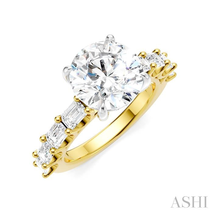 ASHI Round Shape Semi-Mount Diamond Engagement Ring 194ACPPFHYW-SM-RD3