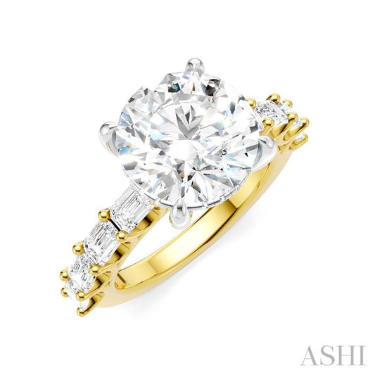 ASHI Round Shape Semi-Mount Diamond Engagement Ring 194ACPPFHYW-SM-RD4
