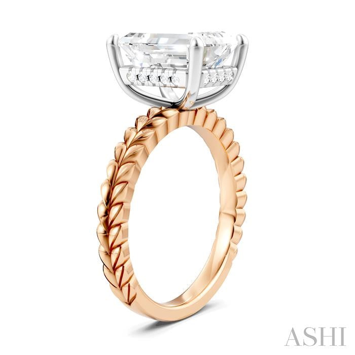 ASHI Emerald Shape Semi-Mount Diamond Engagement Ring 194B8PPFHPW-SM-EM3