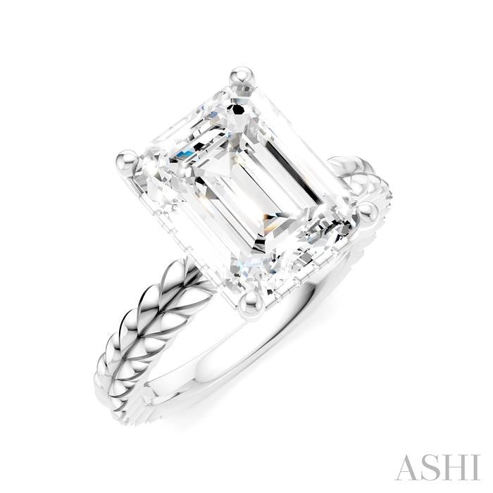 ASHI Emerald Shape Semi-Mount Diamond Engagement Ring 194B8PPFHWG-SM-EM3