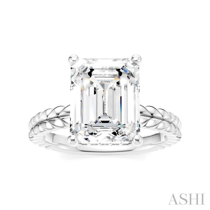 ASHI Emerald Shape Semi-Mount Diamond Engagement Ring 194B8PPFHWG-SM-EM3