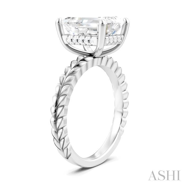 ASHI Emerald Shape Semi-Mount Diamond Engagement Ring 194B8PPFHWG-SM-EM3