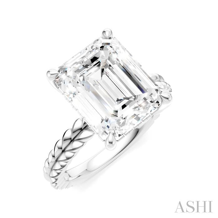 ASHI Emerald Shape Semi-Mount Diamond Engagement Ring 194B8PPFHWG-SM-EM4