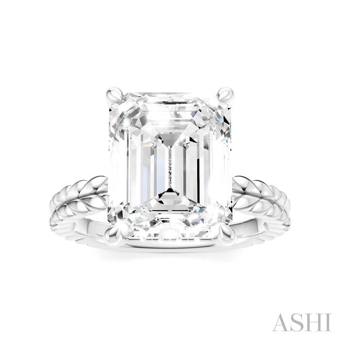 ASHI Emerald Shape Semi-Mount Diamond Engagement Ring 194B8PPFHWG-SM-EM4