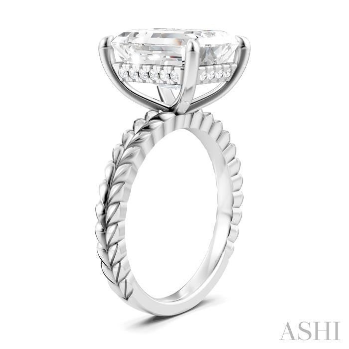 ASHI Emerald Shape Semi-Mount Diamond Engagement Ring 194B8PPFHWG-SM-EM4