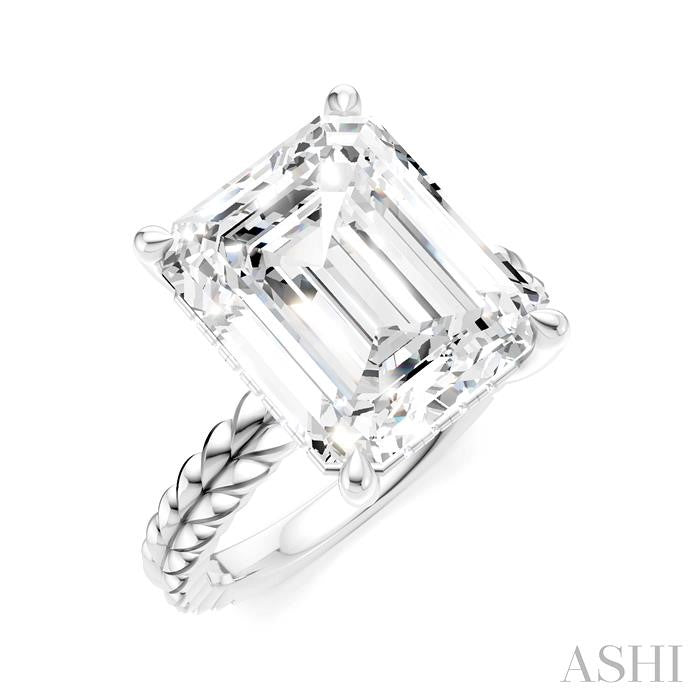 ASHI Emerald Shape Semi-Mount Diamond Engagement Ring 194B8PPFHWG-SM-EM5